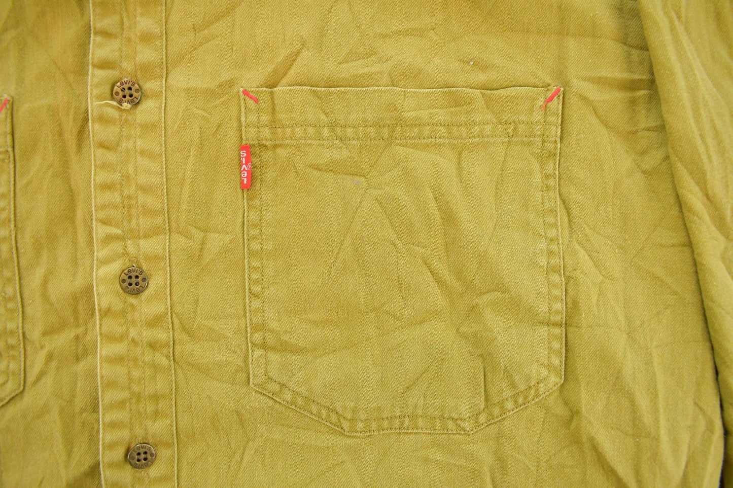 Vintage 1990s Levi's Red Tab Olive Green Button Up Shirt Men's L
