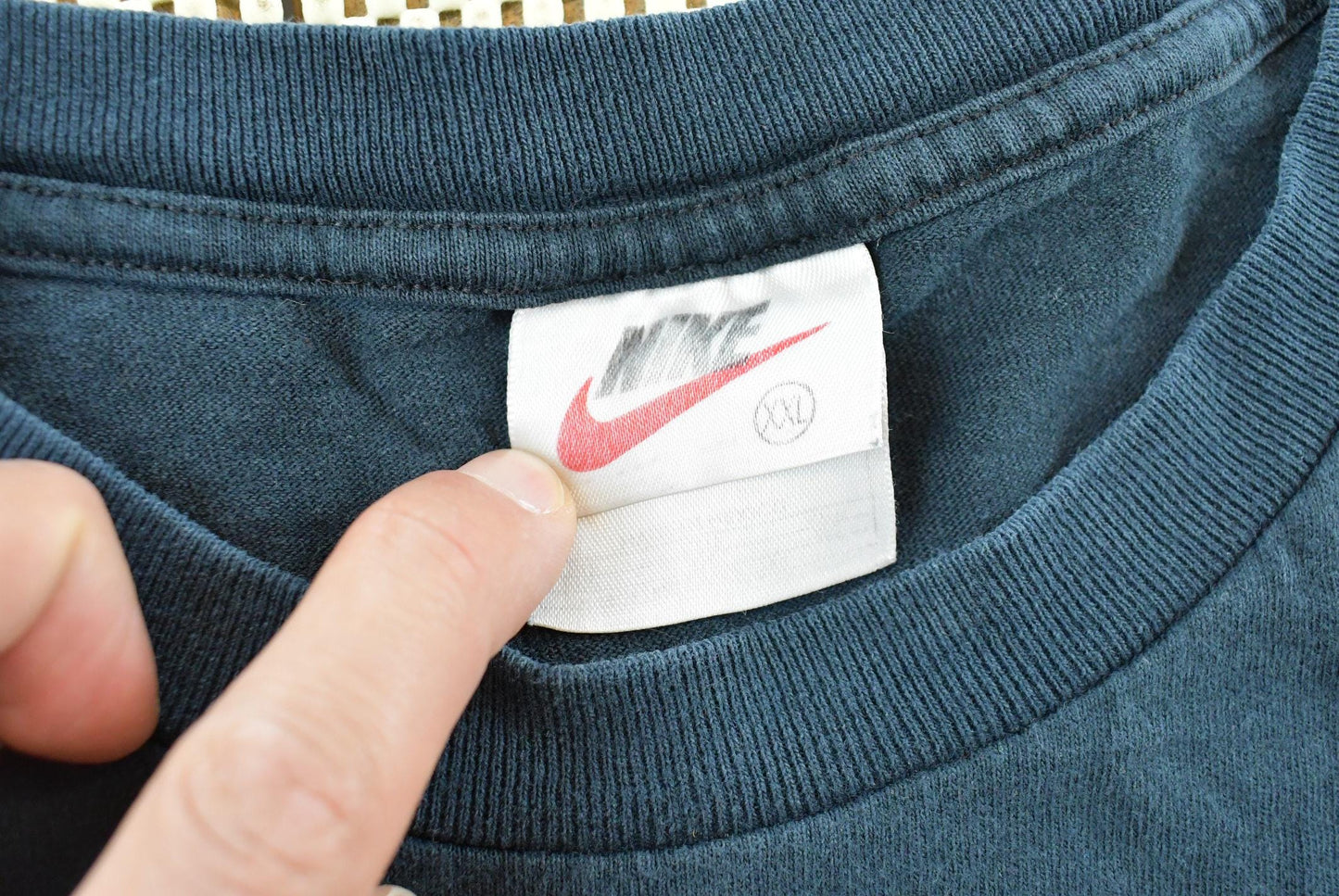 Vintage 1990s Nike Middle Swoosh Center Check Long Sleeve T-Shirt Men's 2XL