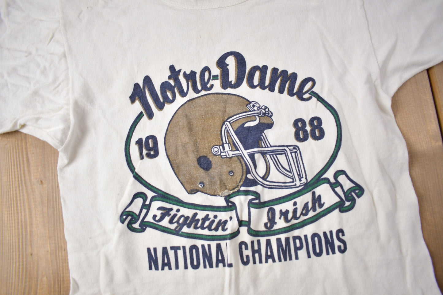 Vintage 1988 Notre Dame Fighting Irish Collegiate Champion Ringer T-Shirt Men's XS