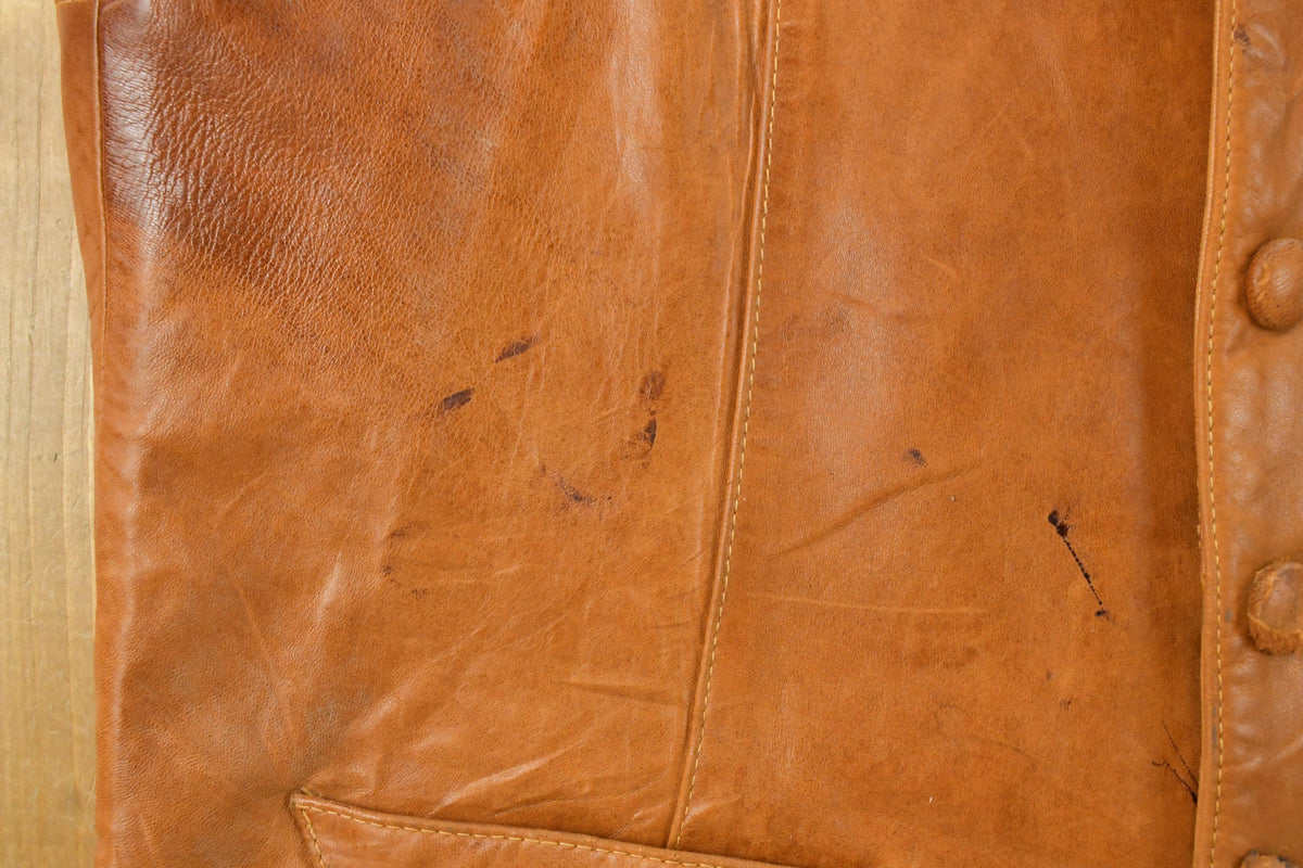 Vintage 1980s Continental Leather Western Vest Jacket Men's M