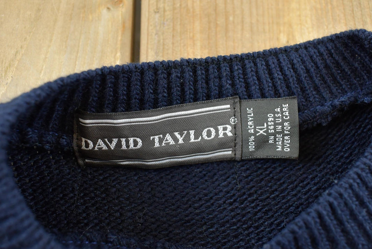 Vintage 1980s David Taylor USA American Flag Acrylic Knit Sweater Men's L