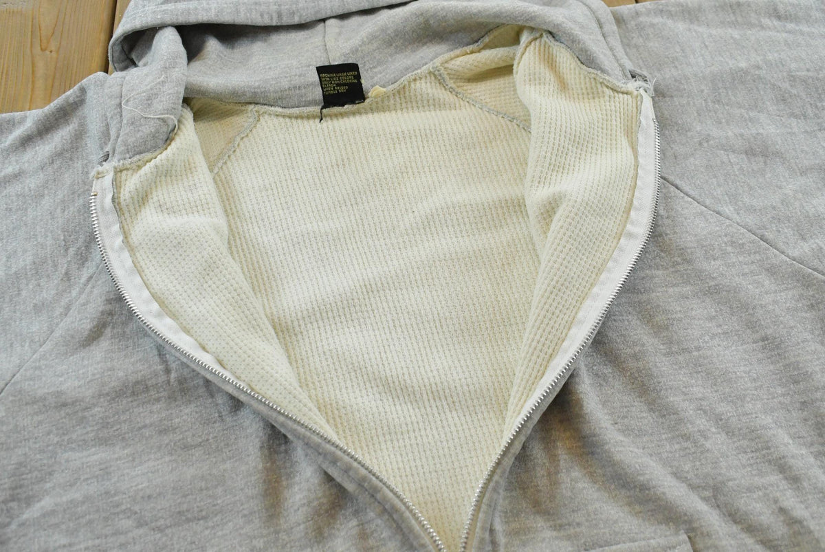 Vintage 1990s Bronzini Blank Grey Thermal Lined Full Zip Hoodie Men's L