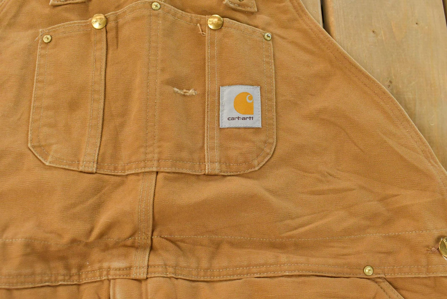 Vintage 1990s Carhartt Double Knee Insulated Canvas Bib Overalls Men's 48 x 29