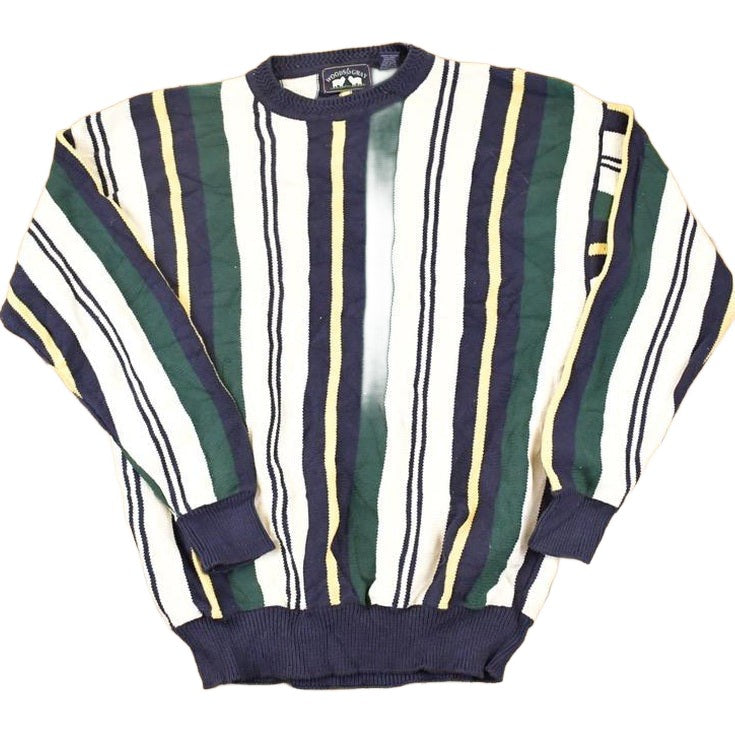 Vintage 1990s Woods And Gray Plaid Knit Crewneck Sweater Men's XL