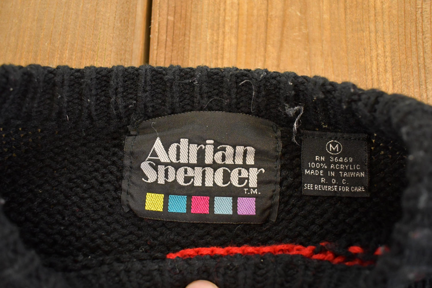 Vintage 1980s Adrian Spencer Knit Crewneck Sweater Men's S