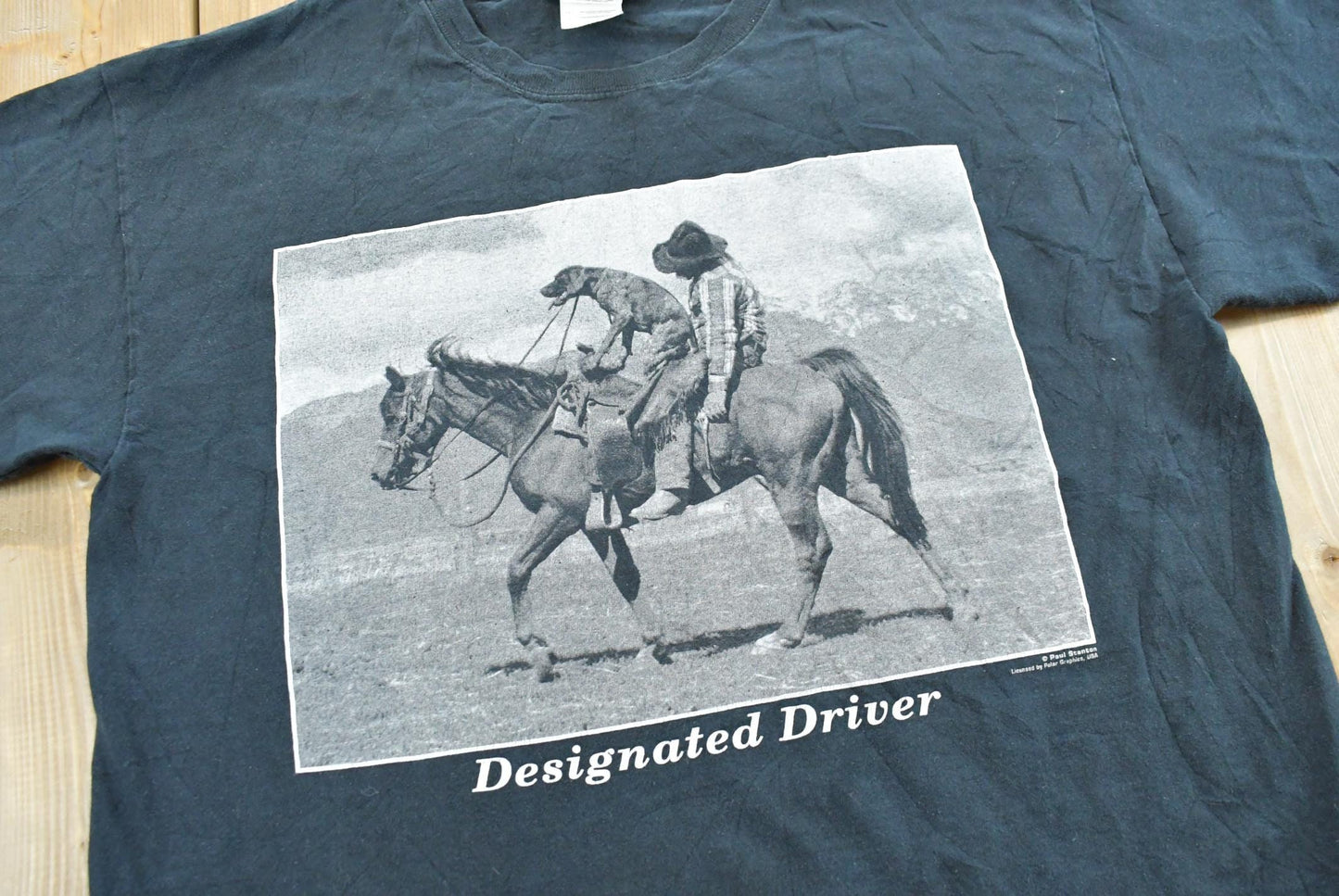 Vintage 2000s Designated Driver Dog Horse Cowboy Funny Parody T-Shirt Men's L