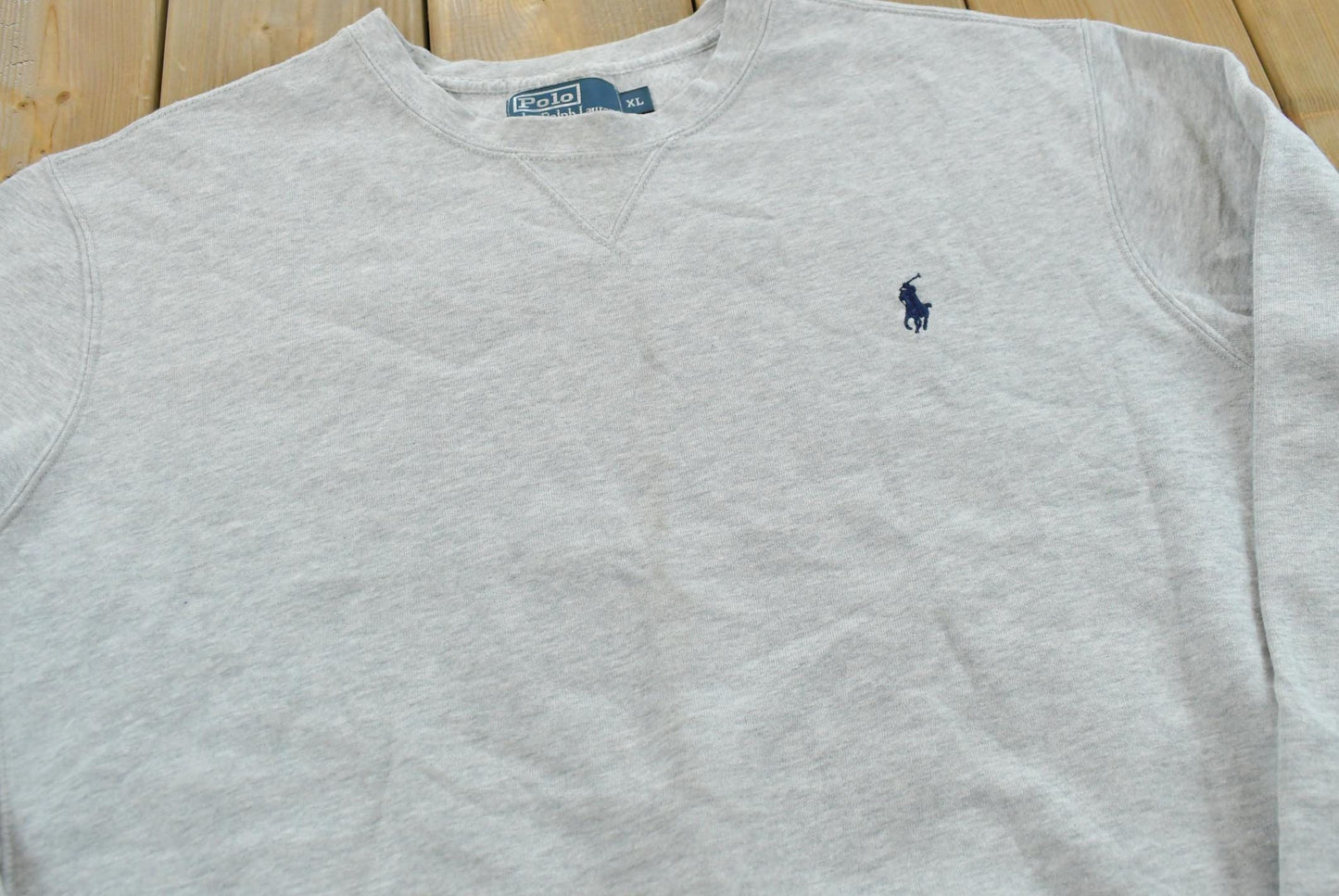 Vintage 1990s Polo Ralph Lauren Logo Reverse Weave Style Crewneck Sweatshirt Men's XL / 90s Streetwear / Basic Layering