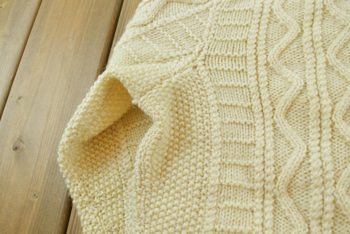 Vintage 1980s Wool 3D Cable Knit Sweater Men's M