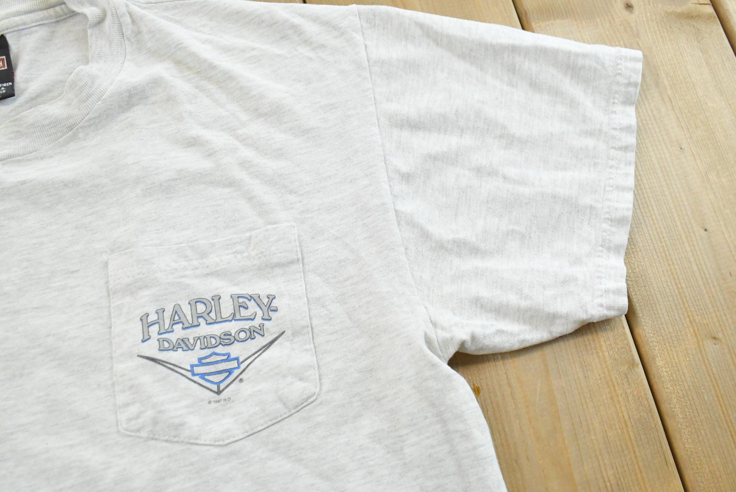 Vintage 1997 Harley Davidson White Plains New York Logo Pocket T-Shirt Men's L