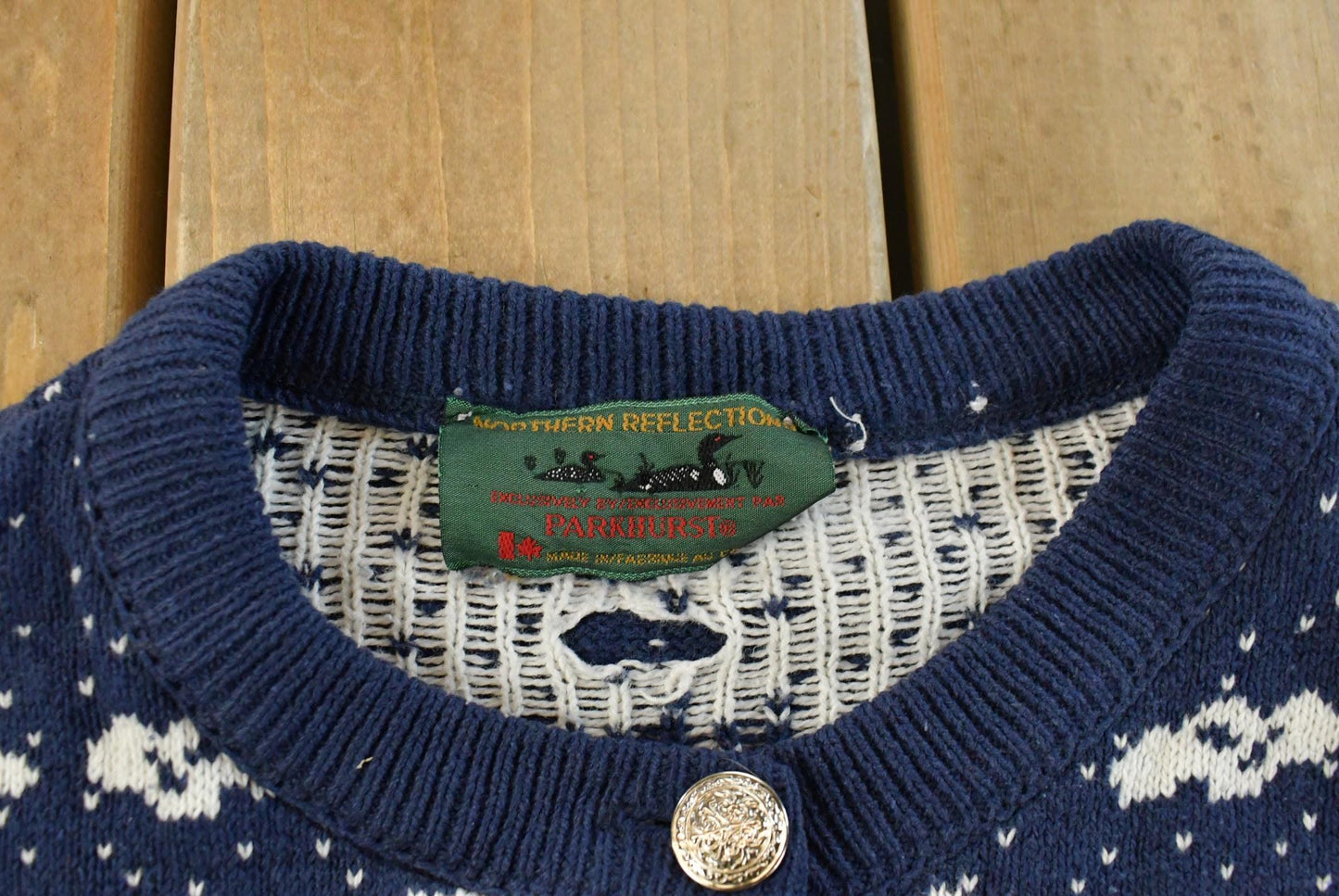 Vintage 1990s Northern Reflections Nature Landscape Knit Cardigan Sweater Womens M
