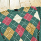 Vintage 1990s Liz Sport Argyle Pattern Cotton Knit Crewneck Sweater Women's M