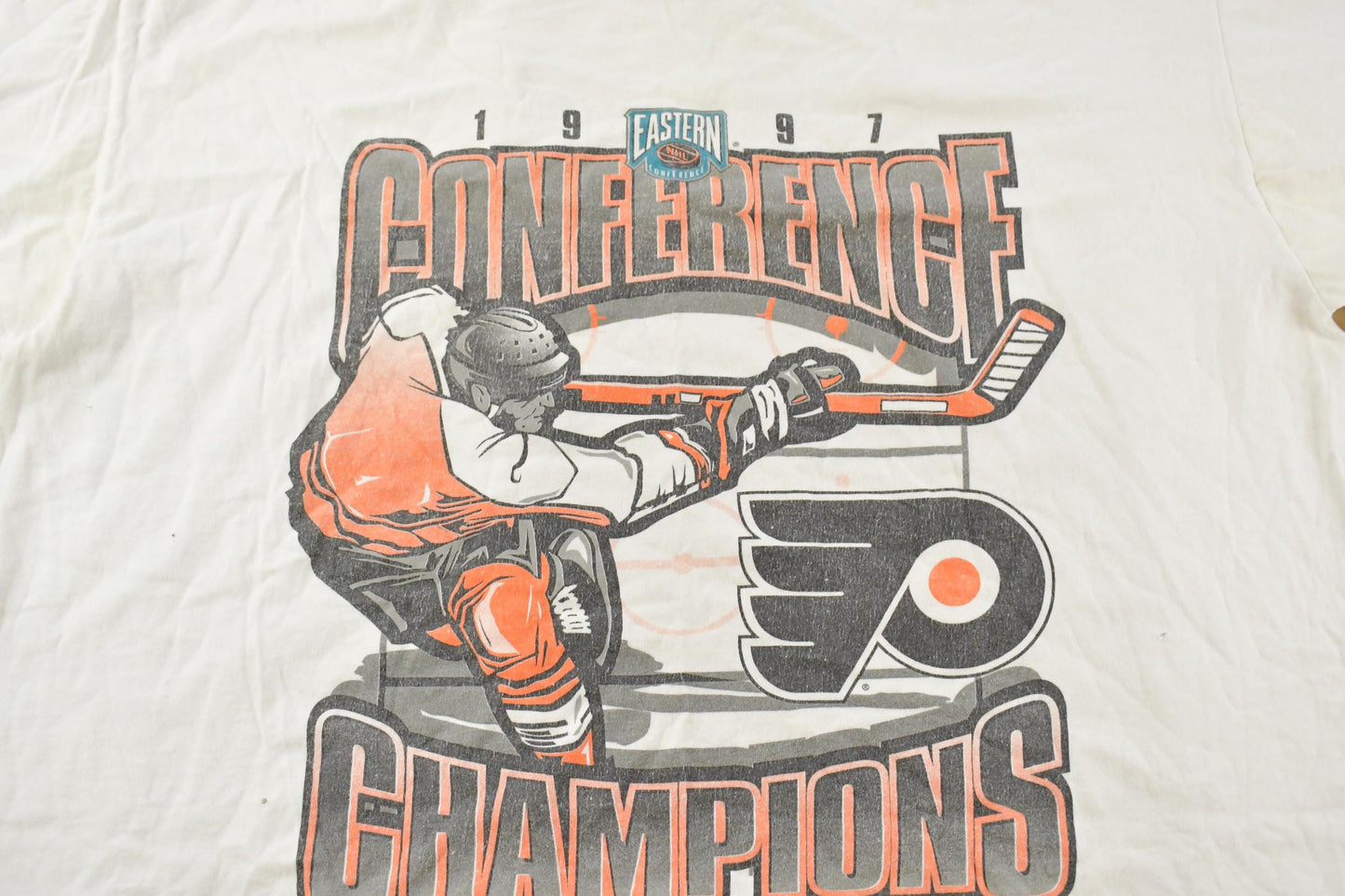 Vintage 1997 Philadelphia Flyers Eastern Conference Champions NHL Starter T-shirt Mens XL