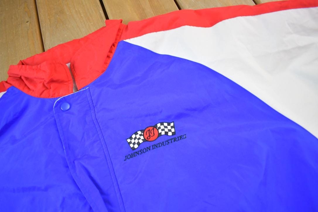 Vintage 1990s GOODYEAR Johnson Industries Motorsports Embroidered Racing Jacket Men's XL