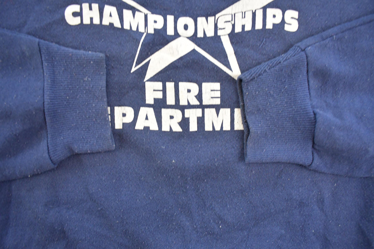 Vintage 1990s Boston Fire Department Basketball Championships Raglan Crewneck Sweatshirt Men's L