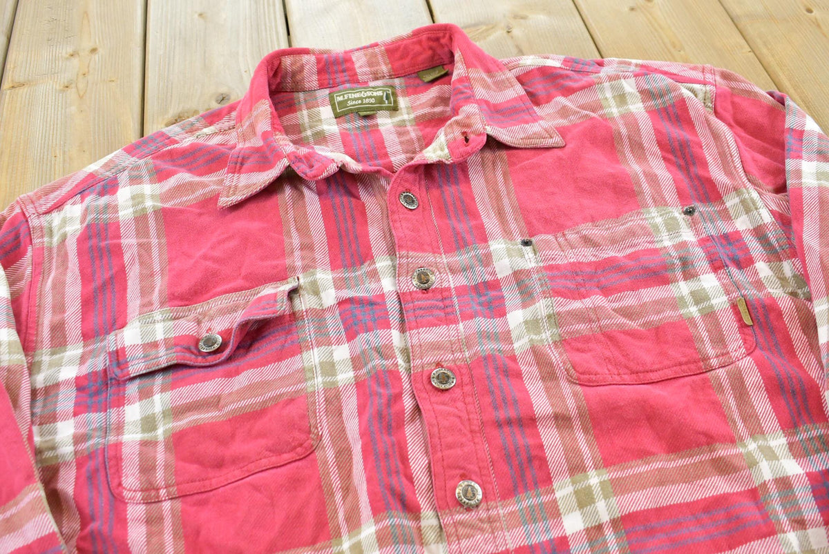 Vintage 1990s M Fine & Sons Plaid Flannel Button Up Shirt Men's 2XL