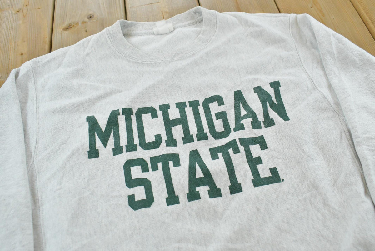 Vintage 2000s Champion Michigan State University Collegiate Reverse Weave Crewneck Sweatshirt Men's M