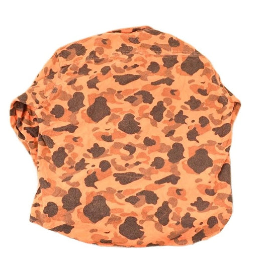 Vintage 1990s Woolrich Orange Camo Button Up Flannel Shirt Men's L