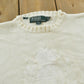 Vintage 1990s Polo Ralph Lauren Embroidered Crest Logo Cotton Knit Crewneck Sweater Women's M