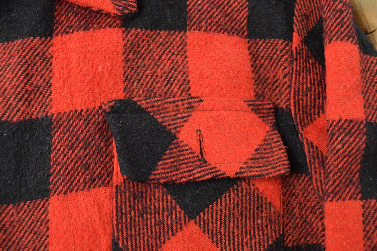 Vintage 1990s Weatherguard Shane Full Zip Buffalo Plaid Wool Hunting Shacket Mens XL