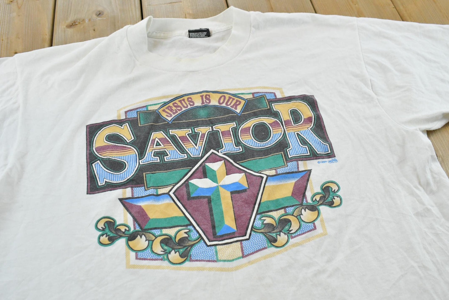 Vintage 1994 Jesus Is Our Savior Christianity T-Shirt Men's L