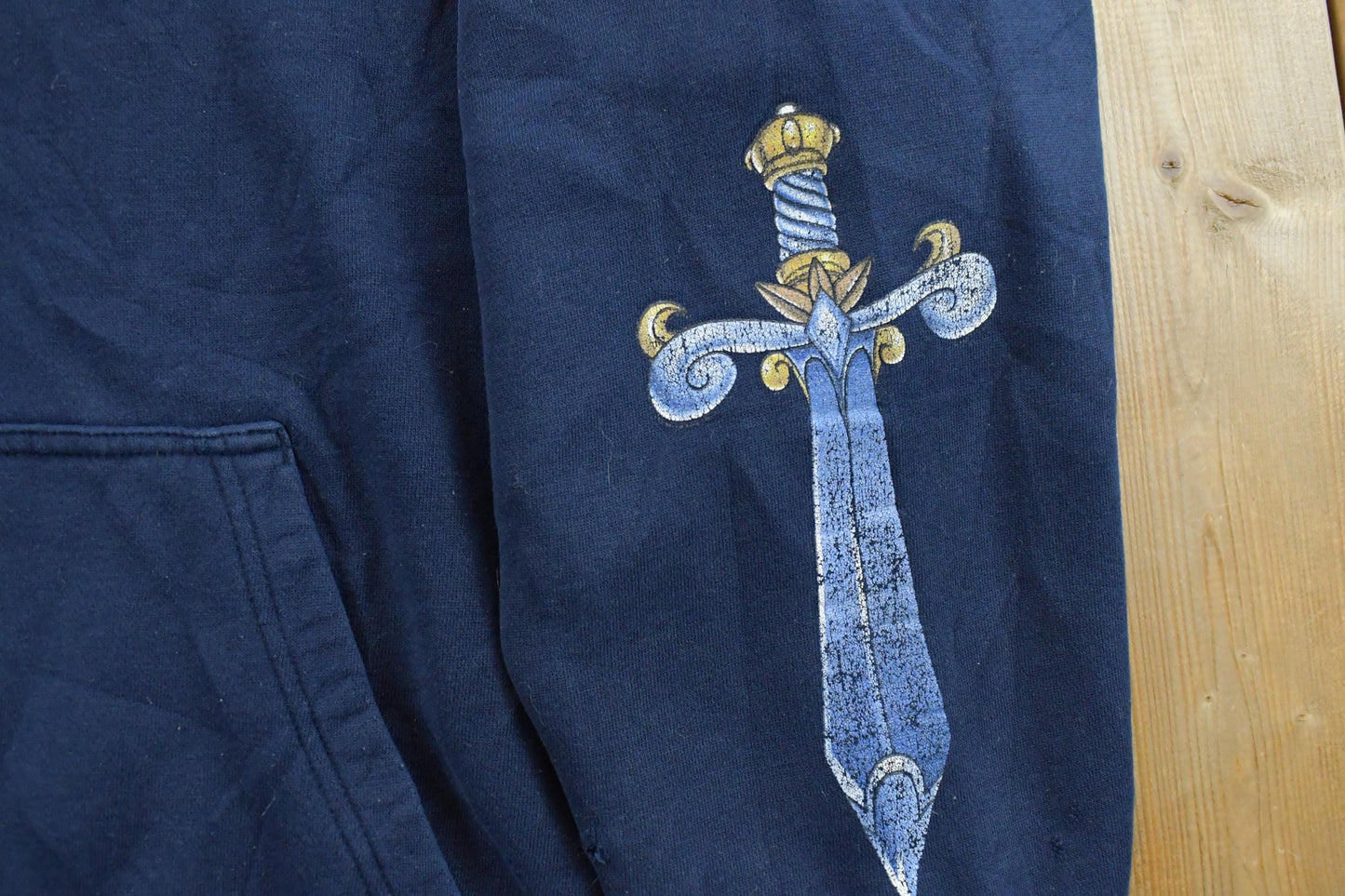 Vintage Y2K JNCO Jeans Sword Dragon Hoodie Sweatshirt Mens Large