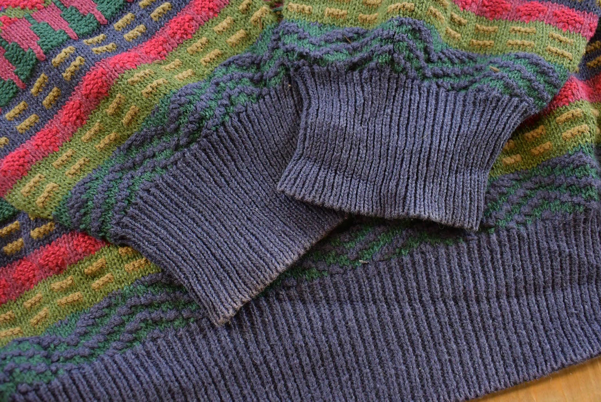 Vintage 1990s Northern Isles Striped Ramie Cotton Knit Crewneck Sweater Men's L