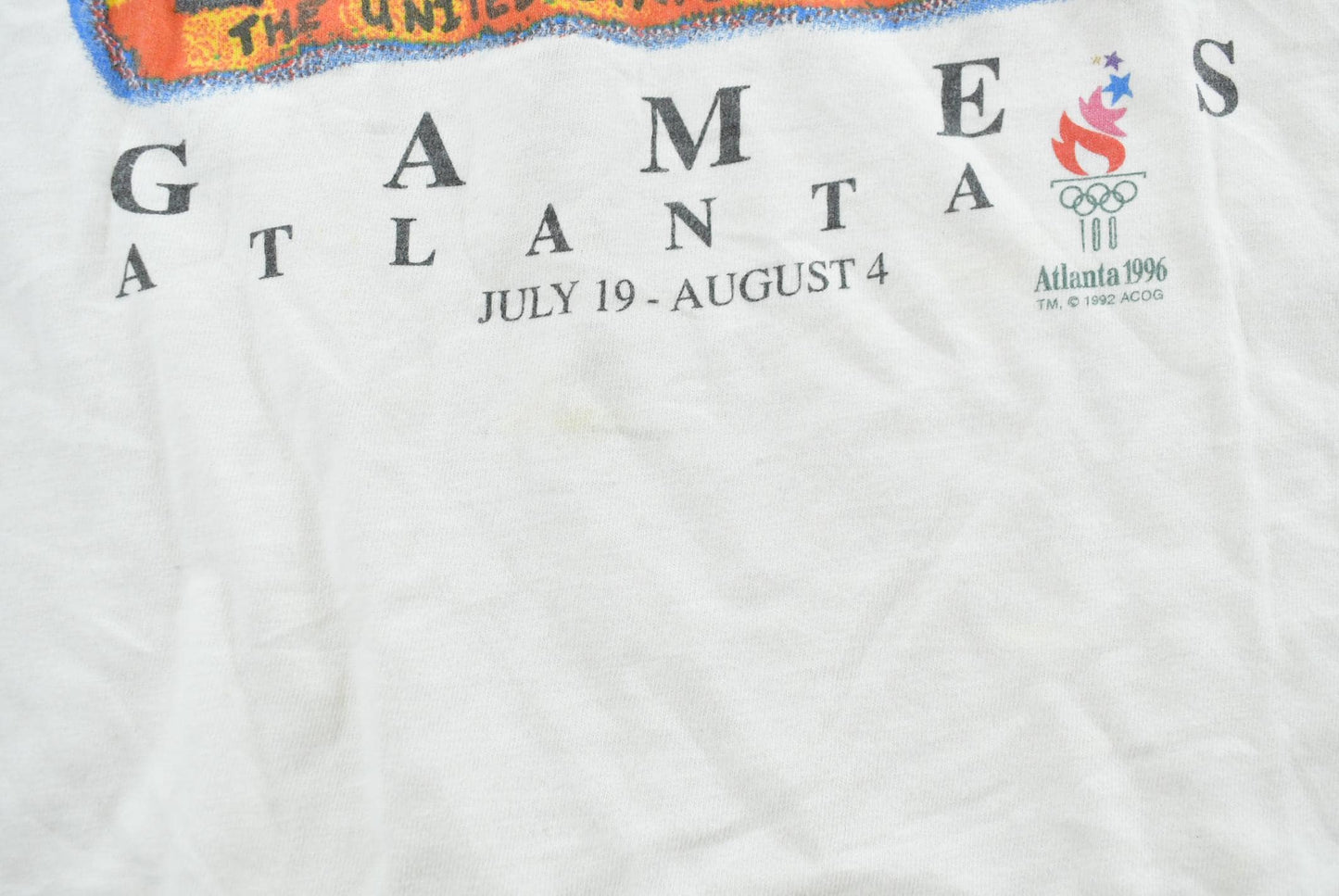 Vintage 1996 Atlanta Olympic Games American Flag Souvenir T-Shirt Men's XS