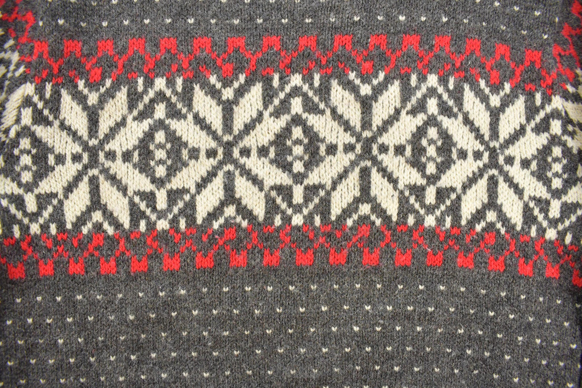 Vintage 90s Land's End Fair Isle Knitted Crewneck Sweater Men's L