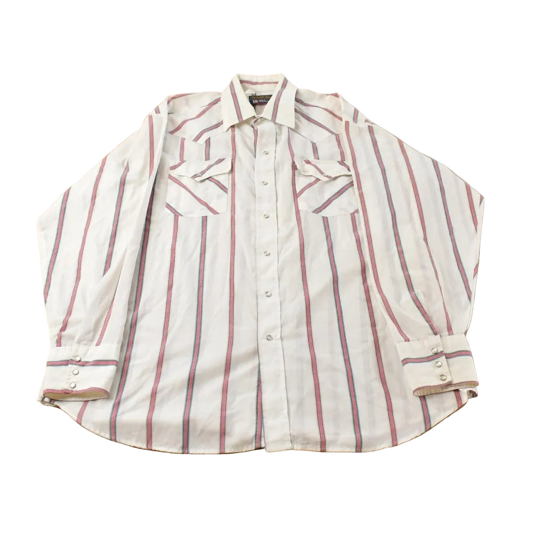 Vintage 1980s Panhandle Slim Striped Button Up Shirt Men's XL
