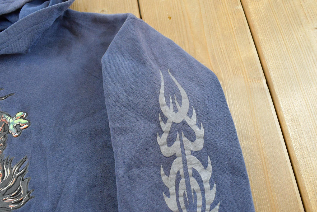 Vintage 1990s JNCO Jeans Dragon Tribal Hoodie Sweatshirt Mens S