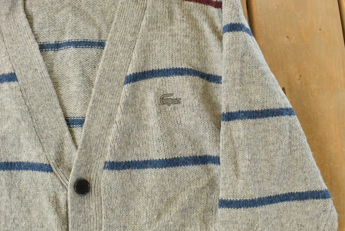 Vintage 1980s Izod Lacoste Wool Knit Cardigan Sweater Men's Small