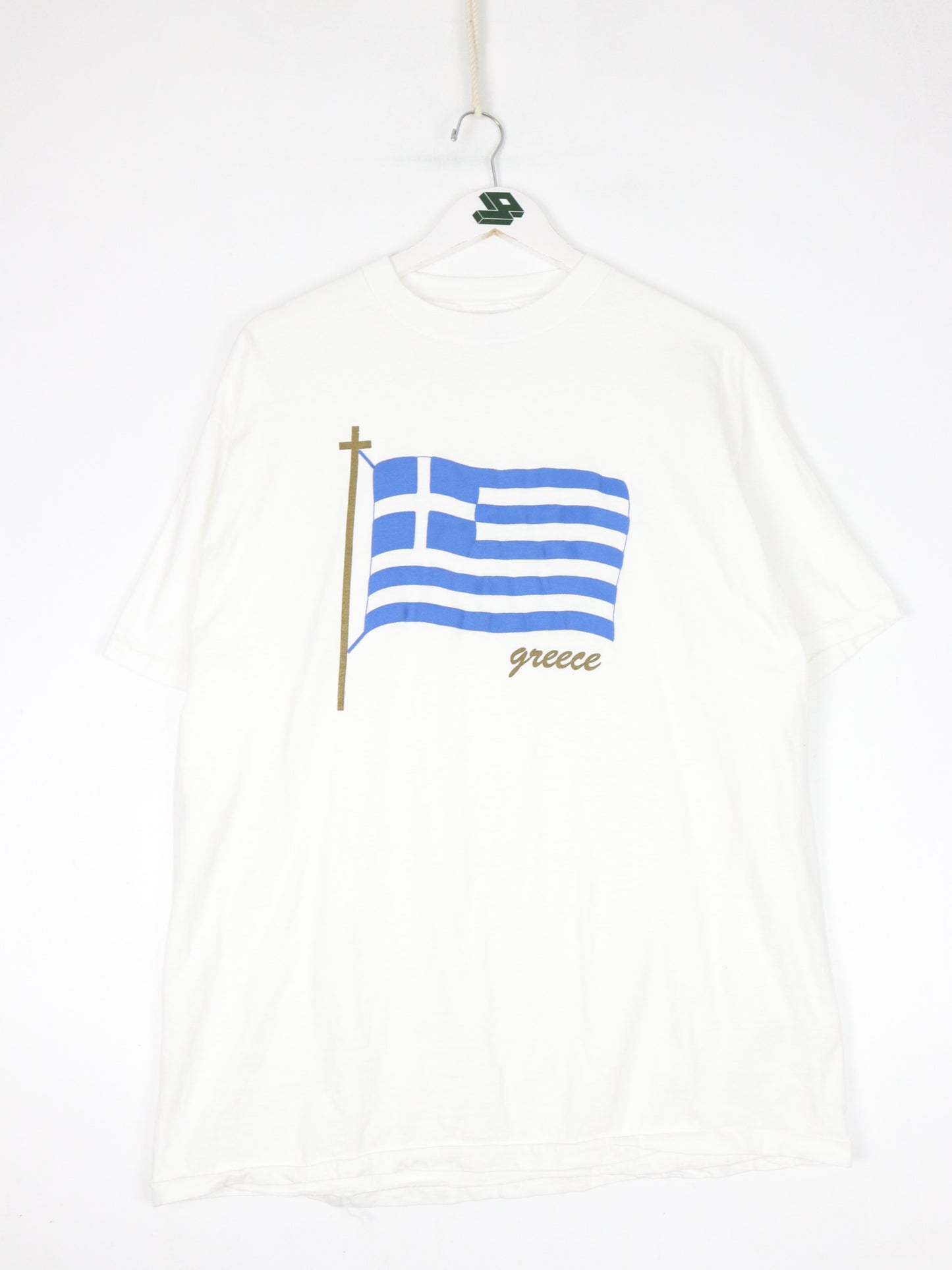 Vintage Greece T Shirt Mens XL White 90s Hanes Beefy