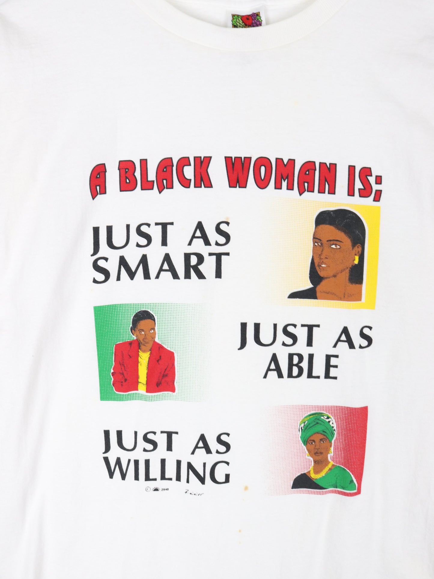 Vintage Black Woman T Shirt Mens Large White 90s