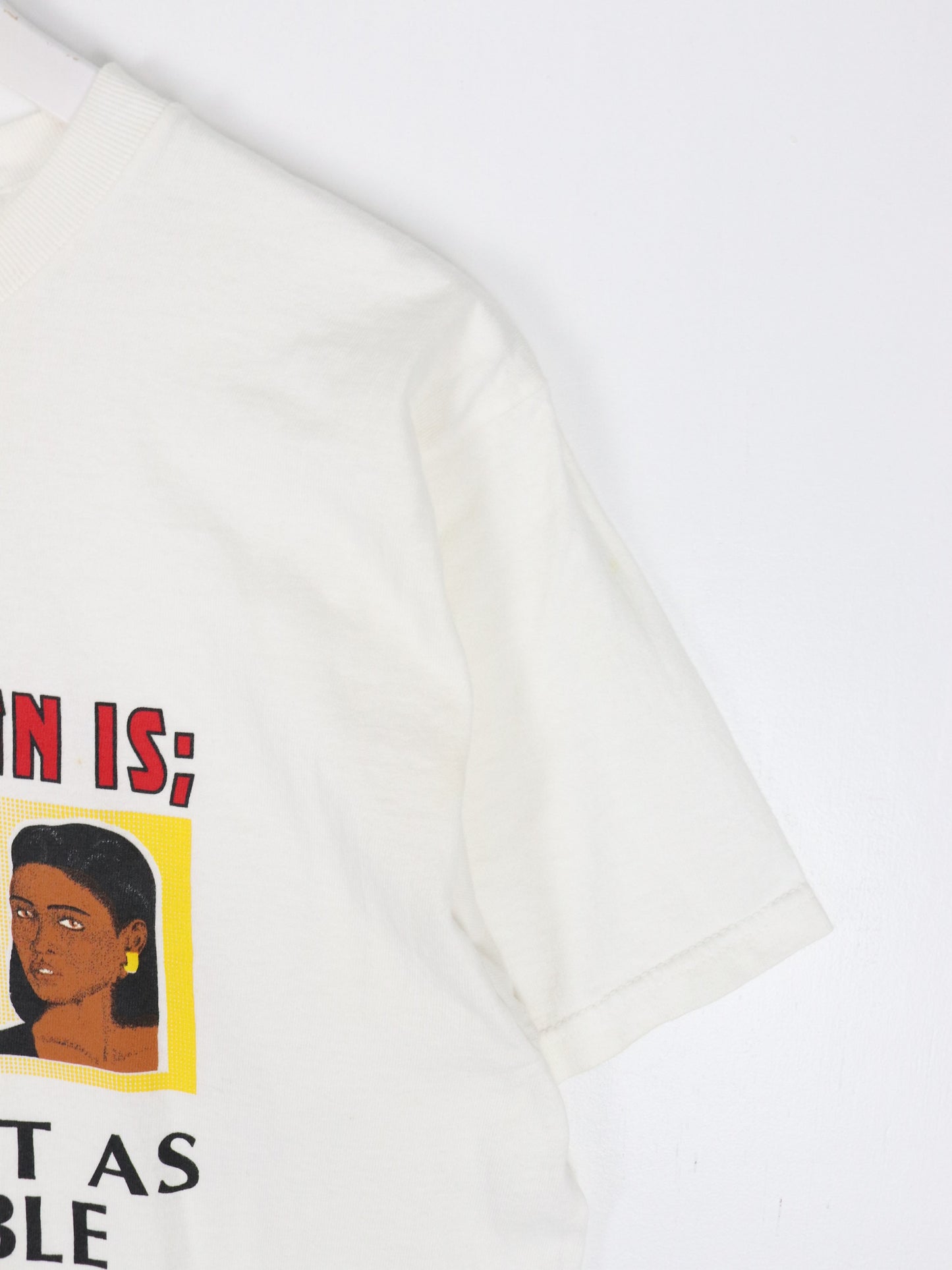 Vintage Black Woman T Shirt Mens Large White 90s