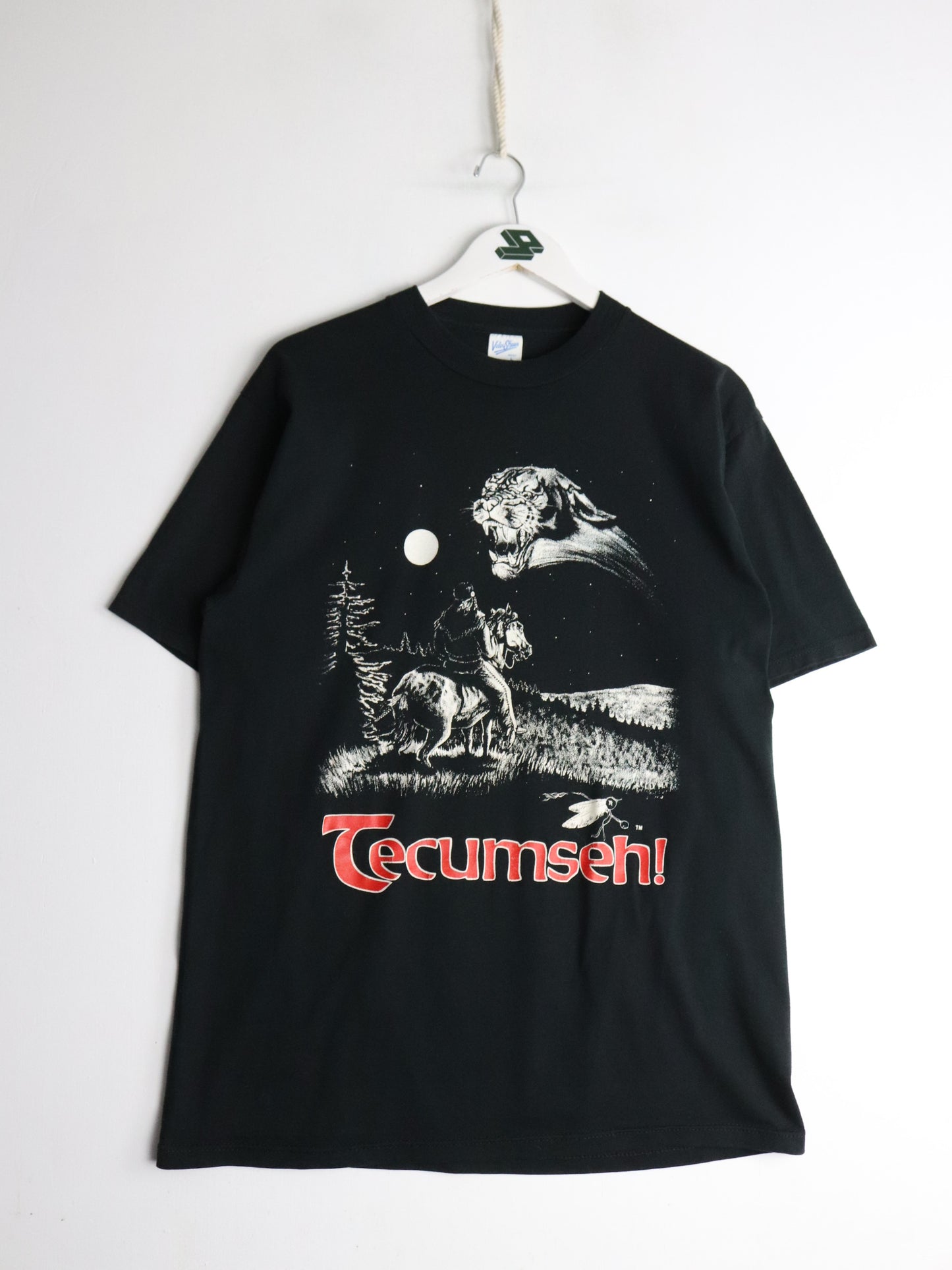 Vintage Tecumseh T Shirt Mens Large Black 90s Native