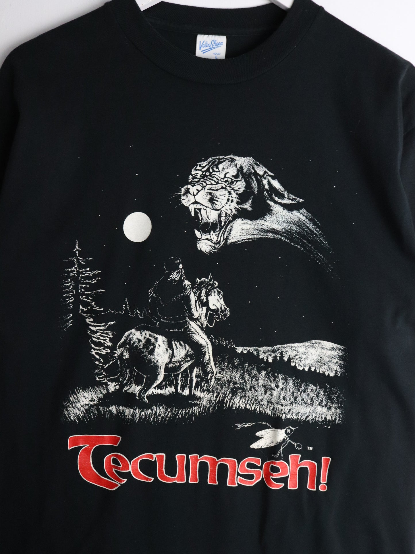 Vintage Tecumseh T Shirt Mens Large Black 90s Native