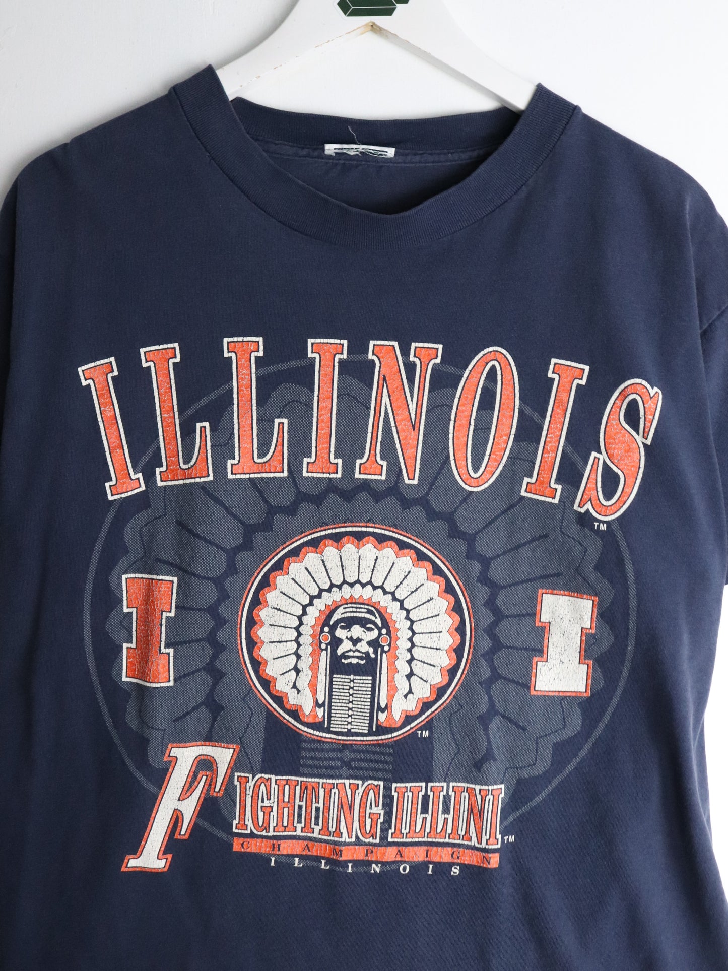 Vintage Illinois Illini T Shirt Mens Large Blue College