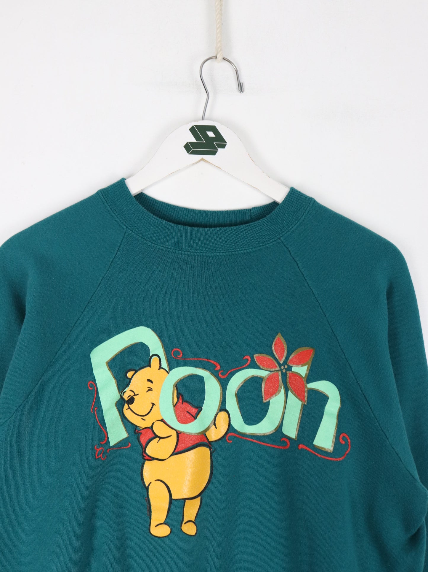 Vintage Disney Sweatshirt Womens Large Green Turquoise Pooh 90s
