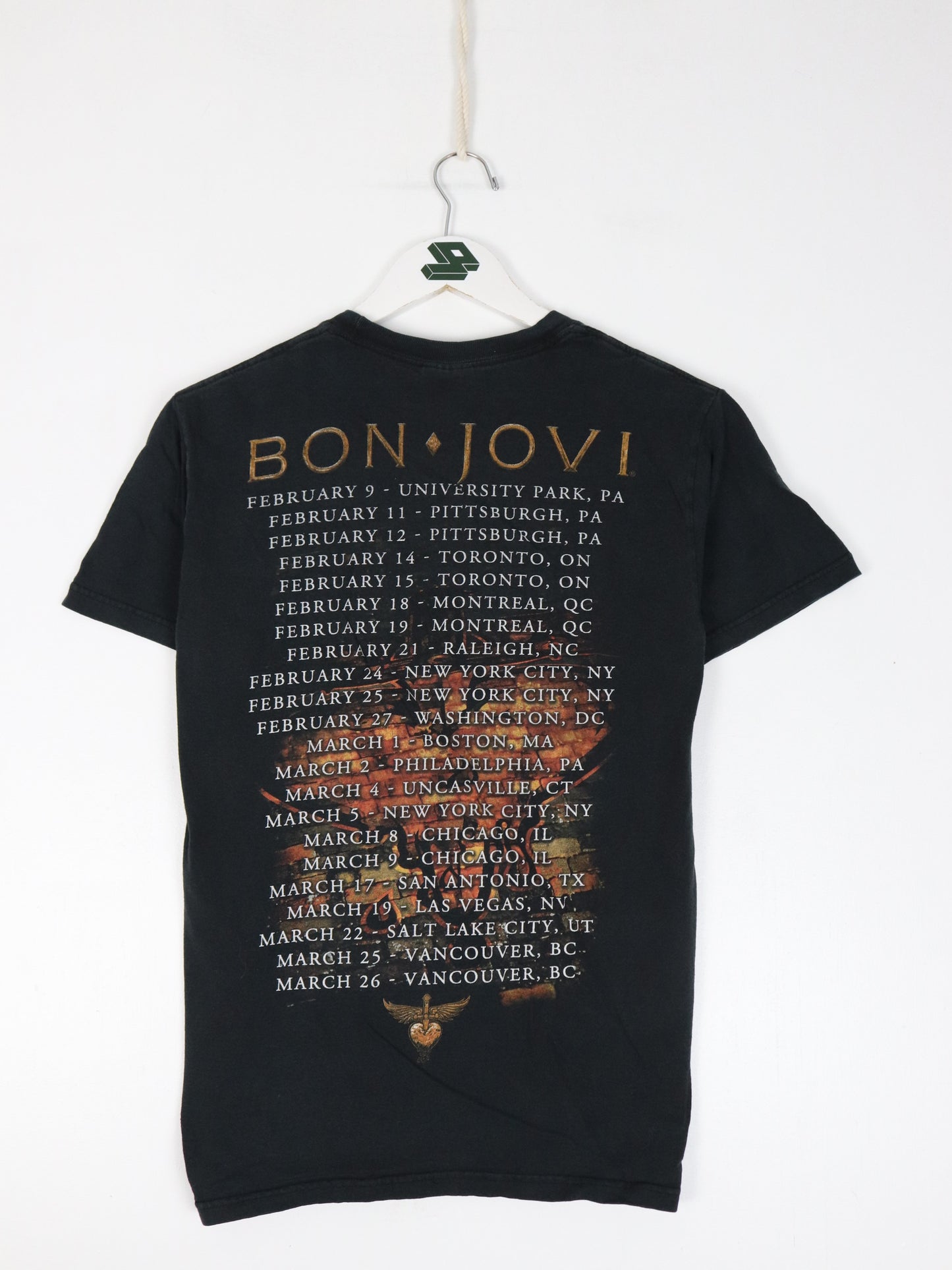 Bon Jovi T Shirt Mens Small Black Band Concert Tour