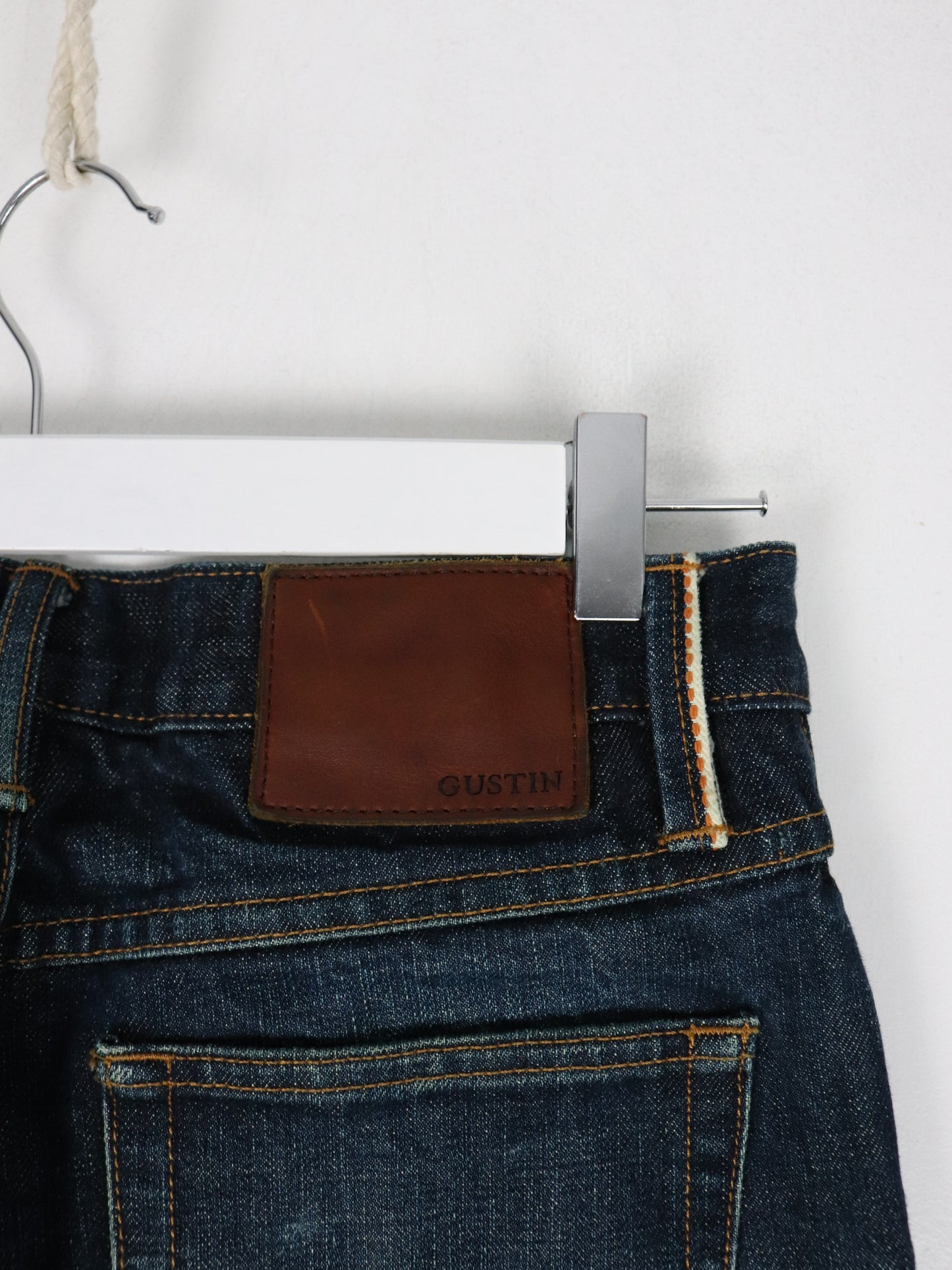 Gustin Pants Fits Mens 29 x 33 Blue Raw Selvedge Denim Jeans Straight Fit