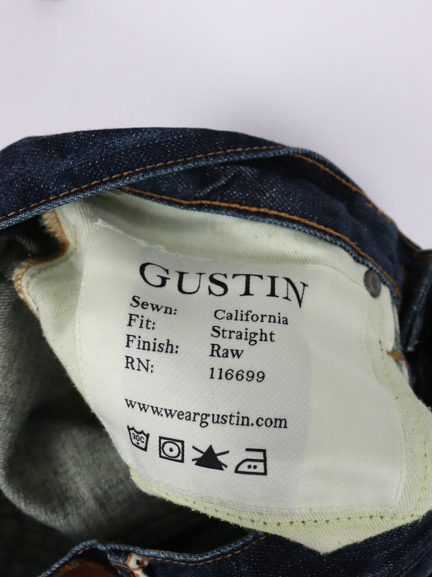 Gustin Pants Fits Mens 29 x 33 Blue Raw Selvedge Denim Jeans Straight Fit