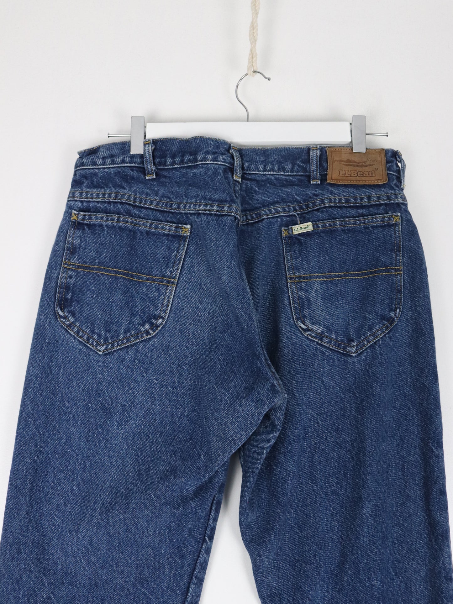 Vintage L.L. Bean Pants Fits Mens 34 x 29 Blue Denim Jeans Flannel Lined