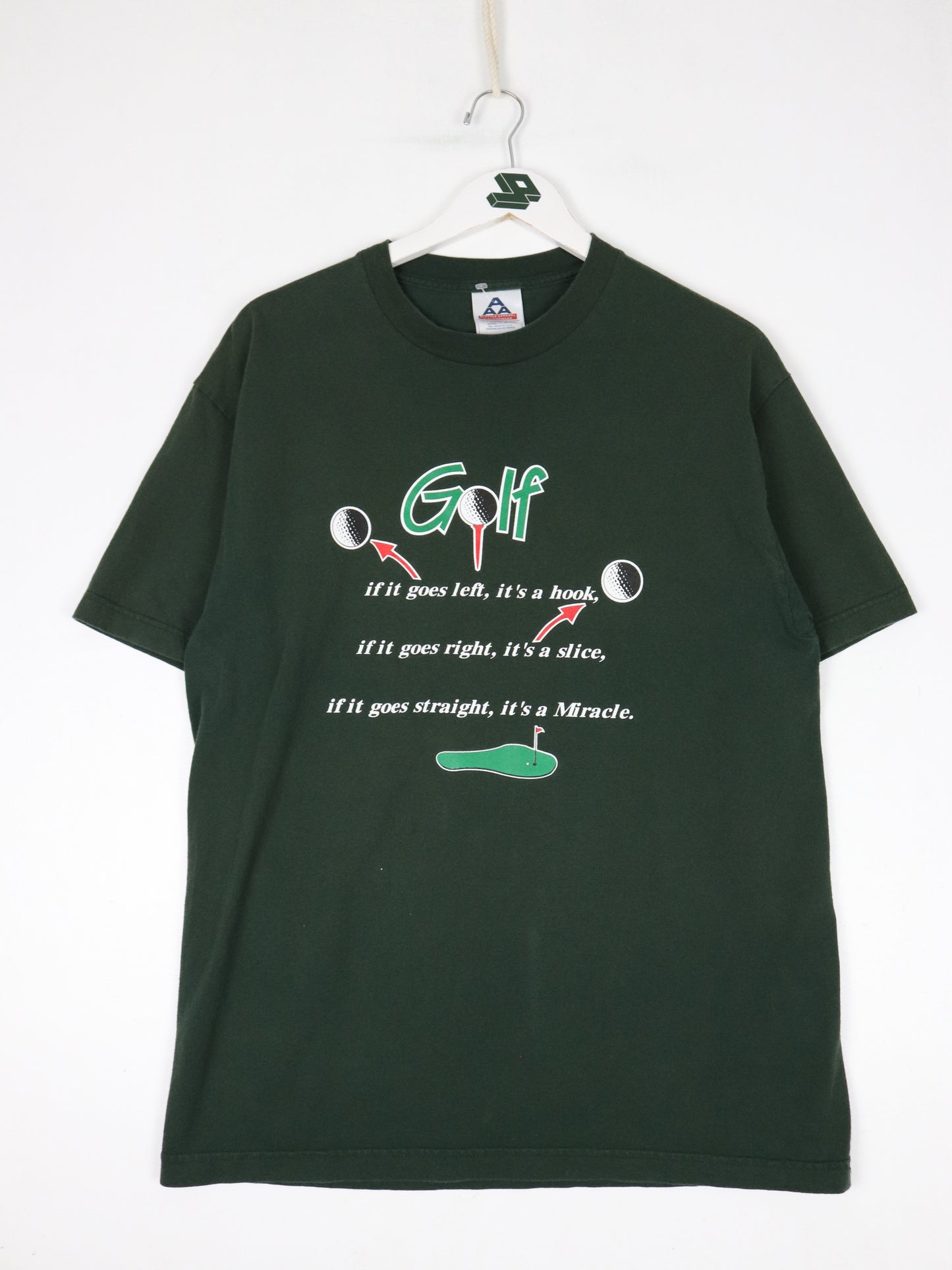 Vintage Golf T Shirt Mens Large Green Funny