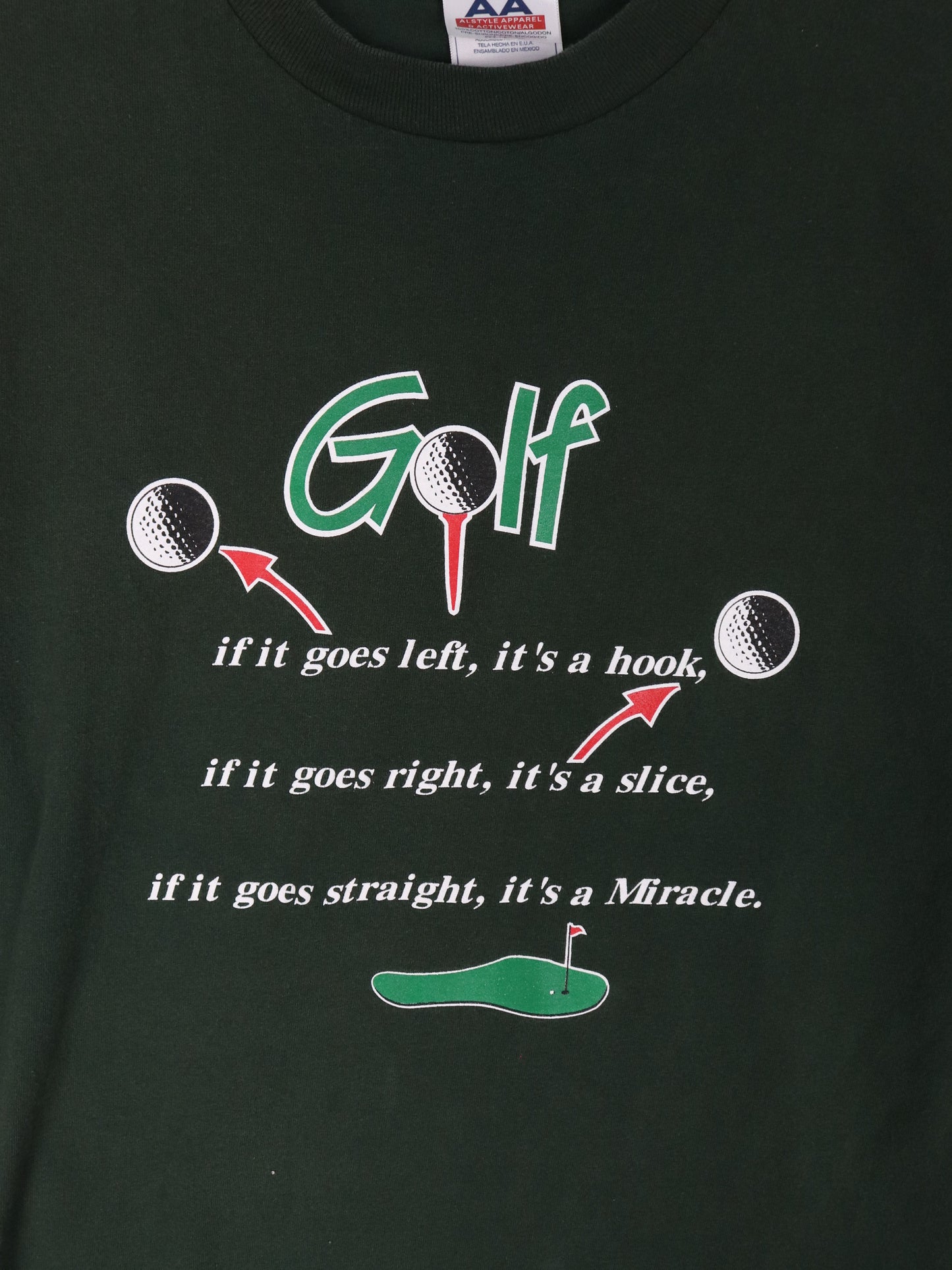 Vintage Golf T Shirt Mens Large Green Funny