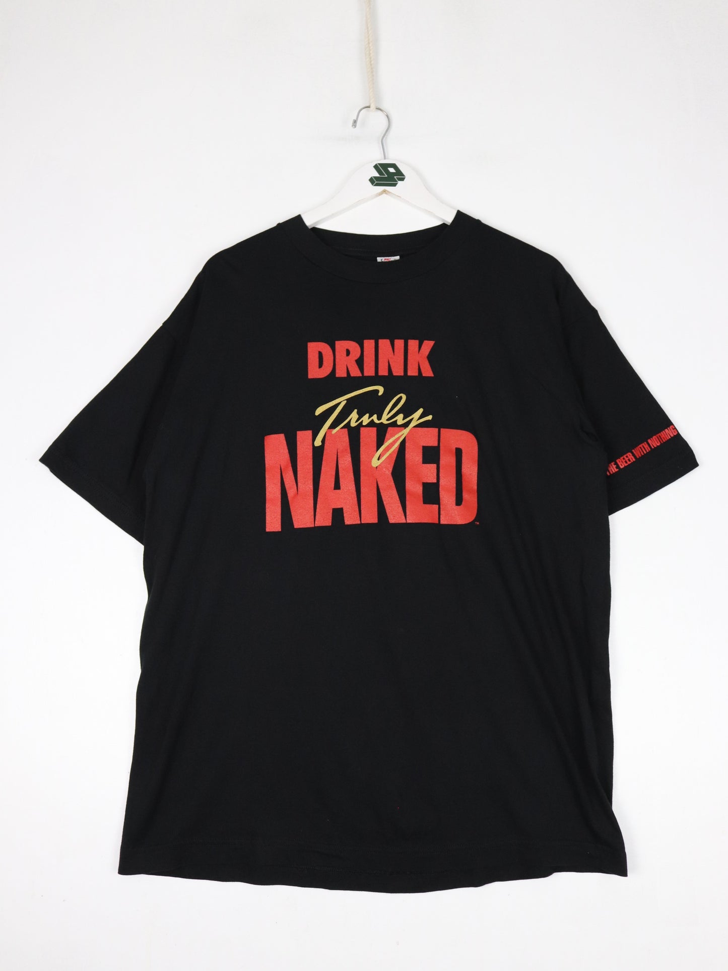 Vintage Drink Truly Naked Beer T Shirt Fits Mens XL Black