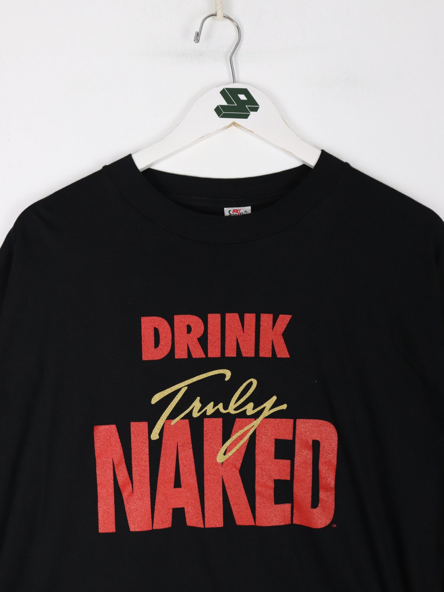 Vintage Drink Truly Naked Beer T Shirt Fits Mens XL Black