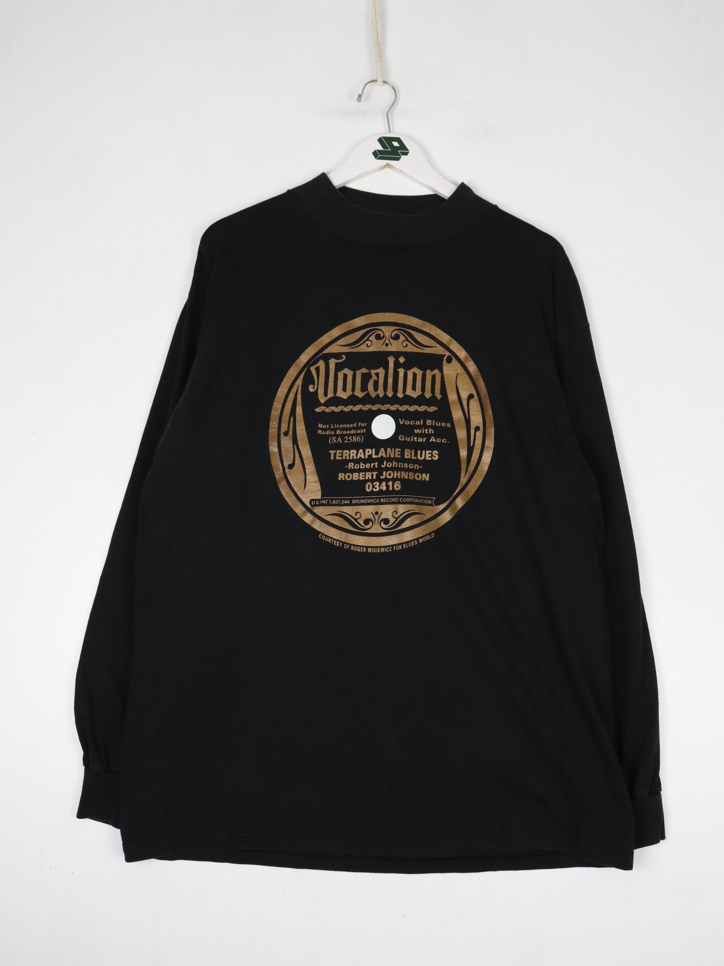 Vintage Vocalion T Shirt Mens XL Black Long Sleeve