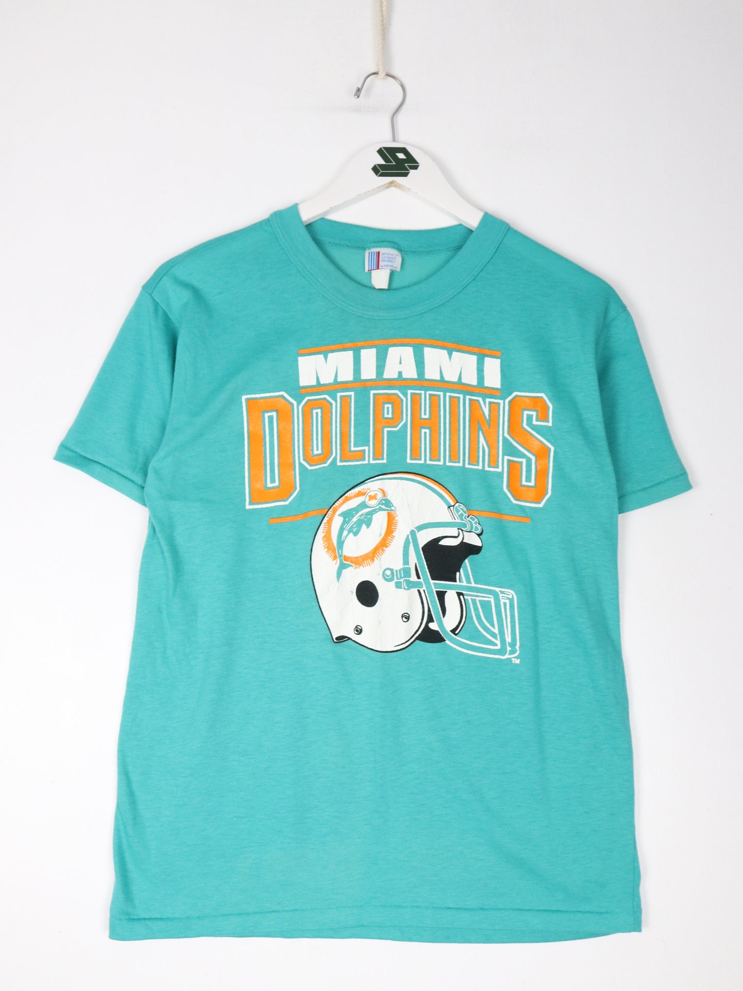 Vintage Miami Dolphins T Shirt Mens Small Green Teal NFL Football