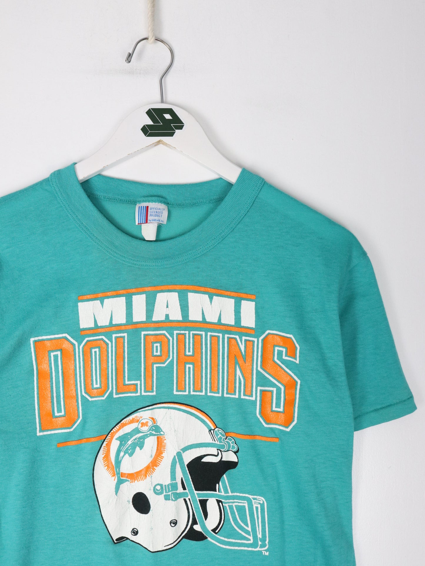 Vintage Miami Dolphins T Shirt Mens Small Green Teal NFL Football