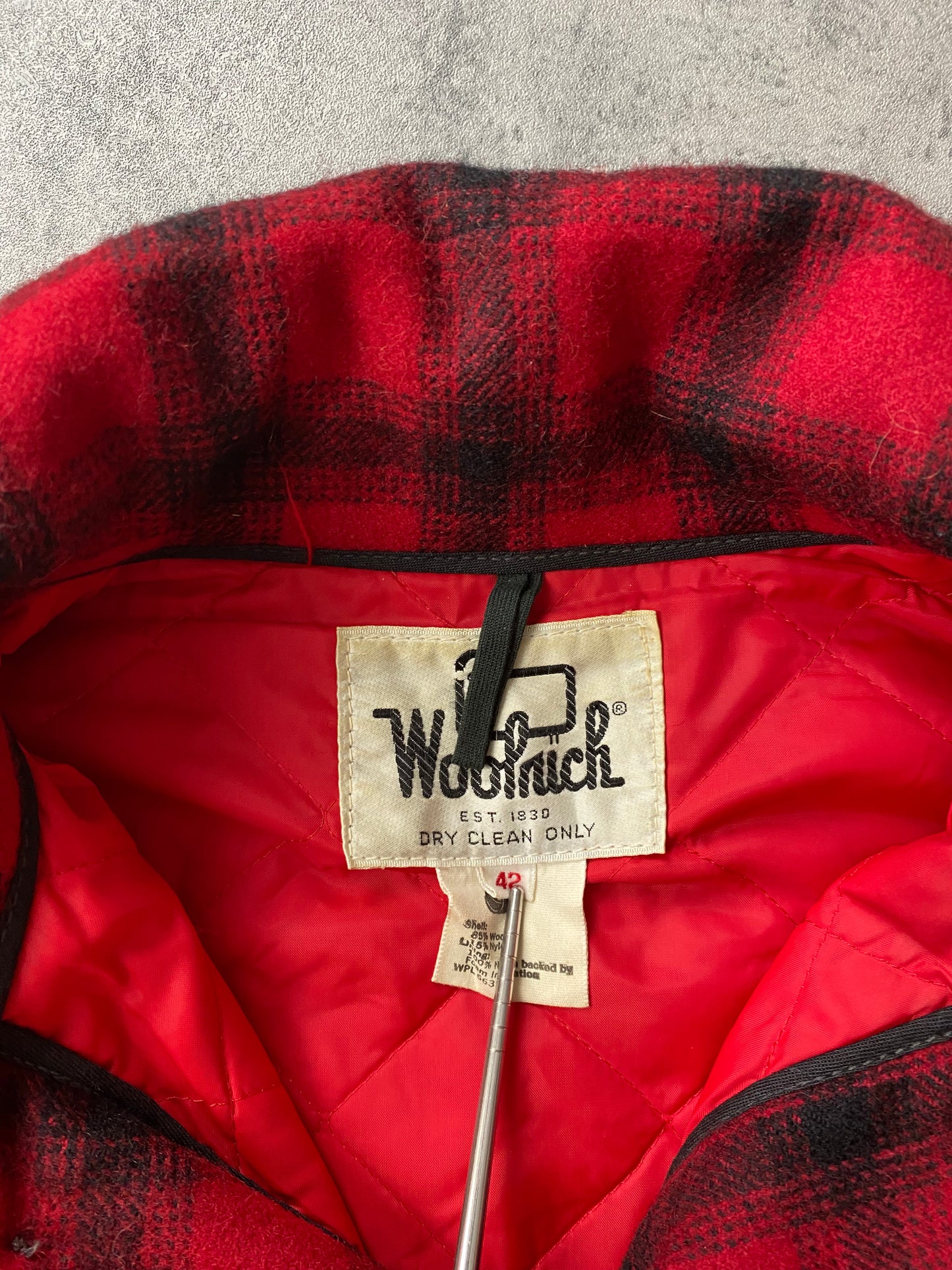 Vintage Woolrich Jacket Mens 42 Large Red Wool Buffalo Flannel Coat